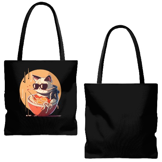 cat eating Chinese food,cute design for Meow lover Tote Bags (AOP)