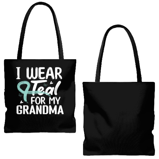 I Wear Teal For My Grandma Cervical Cancer Tote Bags (AOP)
