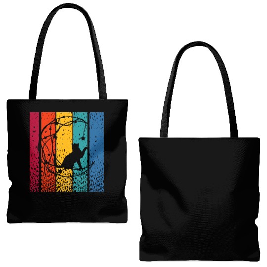 Cat Retro Creative Tote Bags (AOP)