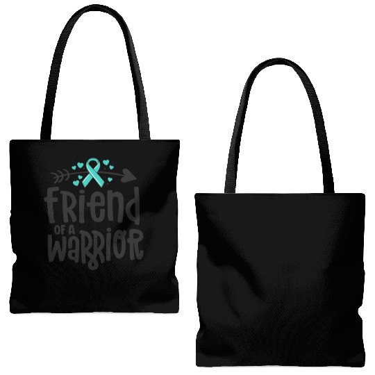 Friend Of A Warrior Support Team Ovarian Cancer Tote Bags (AOP)