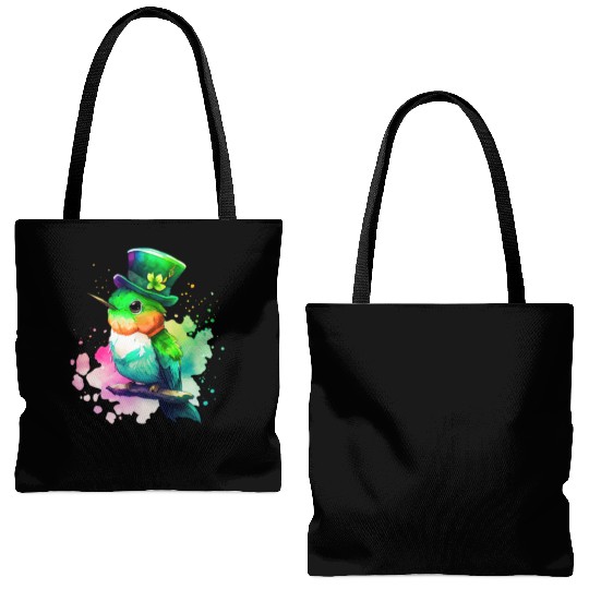 St Patrick's Day Irish Hummingbird Saint Patrick Tote Bags (AOP)