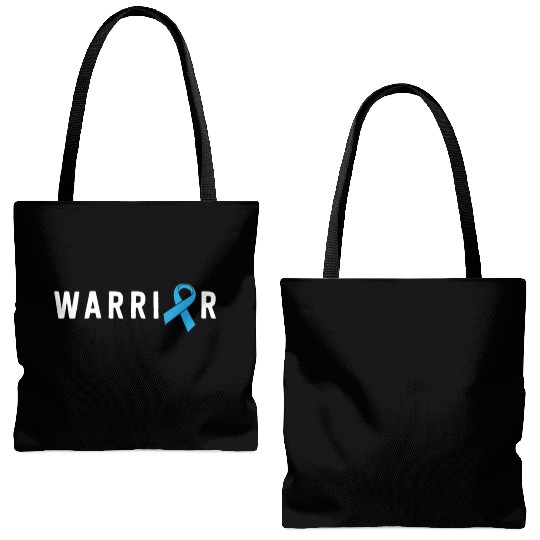Prostate Cancer Warrior Light Blue Ribbon Dad Tote Bags (AOP)