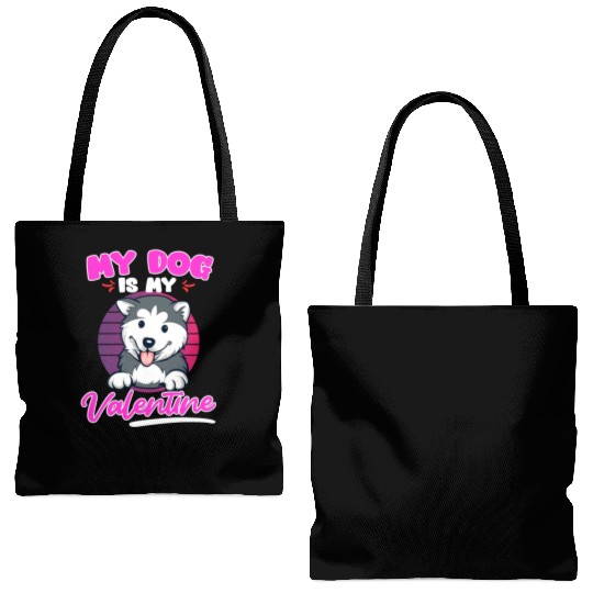 Husky Dog Is My valentine Love Valentine's Day Tote Bags (AOP)