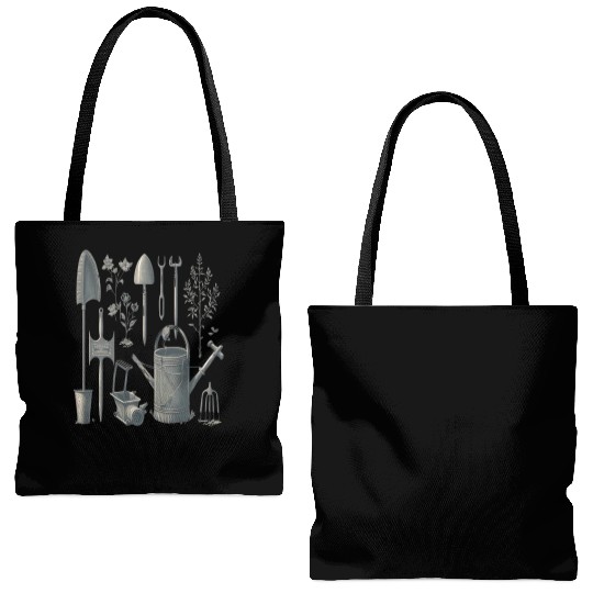 Florist Gardener Dad Grayscale Gardening Tools Tote Bags (AOP)