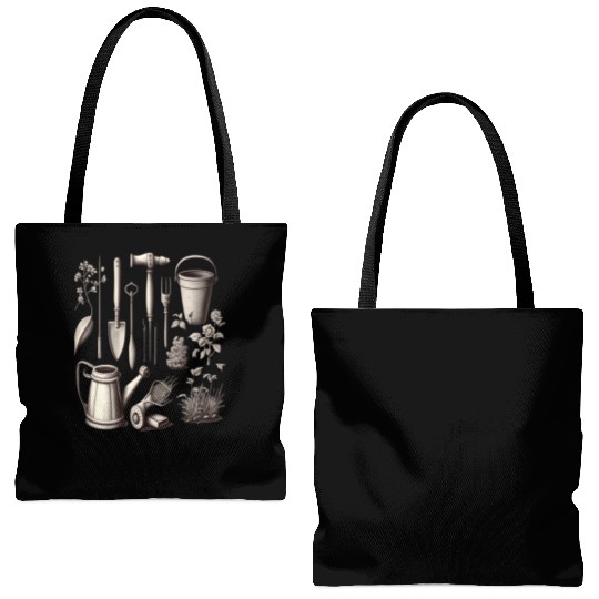 Florist Gardener Dad Grayscale Gardening Tools Tote Bags (AOP)