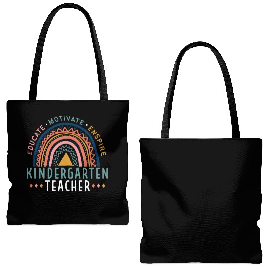 Educate Motivate Inspire Kindergarten Teacher Tote Bags (AOP)