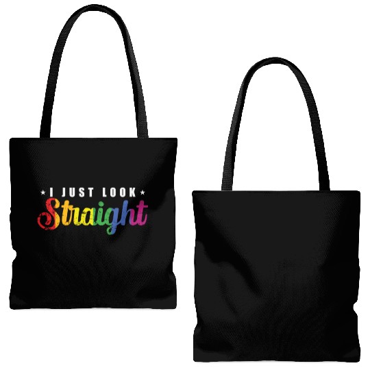 I just look straight LGBT Rainbow Pride Tote Bags (AOP)