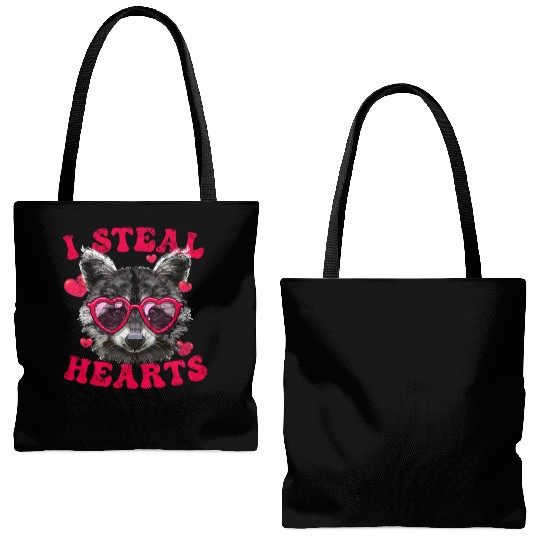 Valentine Raccoon Trash Panda I Heart Raccoons Tote Bags (AOP)