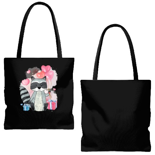 Raccoon Valentines Day Trash Panda Raccoon lover Tote Bags (AOP)