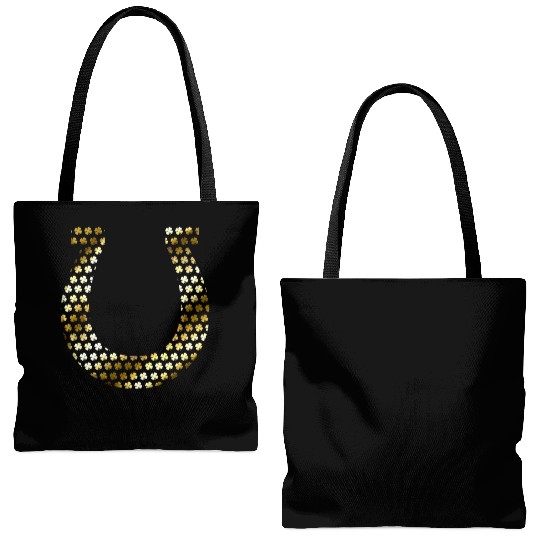 Golden Shamrocks Forming A Horseshoe On St Tote Bags (AOP)
