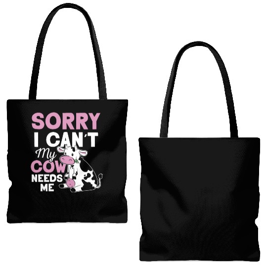 Sorry I Can't My Cow Needs Me Cows Farm Animals Tote Bags (AOP)