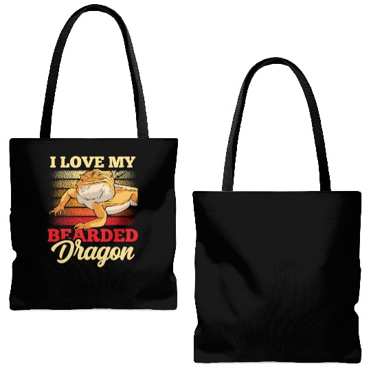 I Love My Bearded Dragon Reptile Pet Animal Lover Tote Bags (AOP)