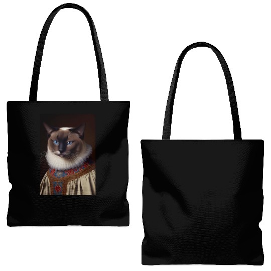 Snowshoe Queen Cat Breed Portrait Royal Renaissanc Tote Bags (AOP)