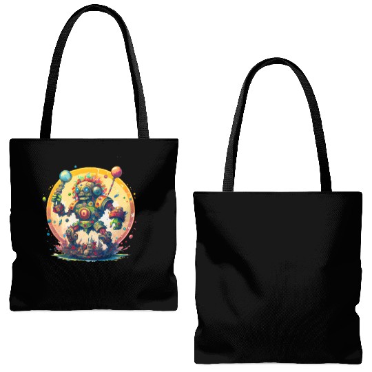 Inca,Maya robot warrior Tote Bags (AOP)
