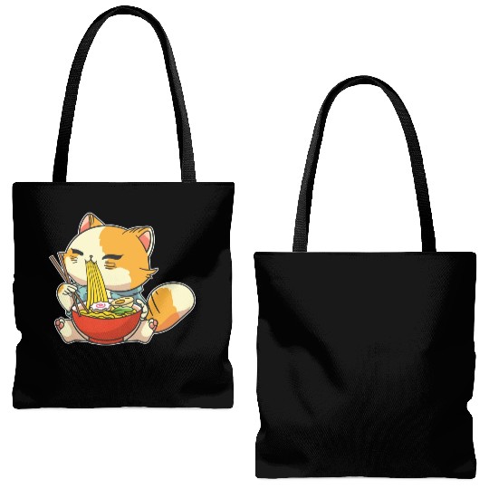 Cat Ramen Bowl Anime Kawaii Neko Japanese Noodles Tote Bags (AOP)