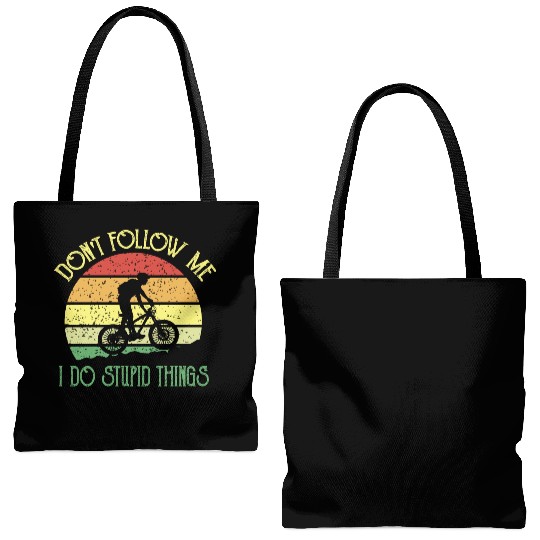 Don't follow me I do stupid things biking Tote Bags (AOP)