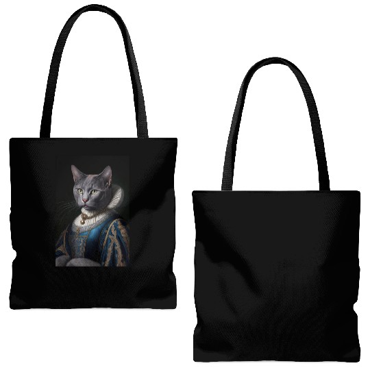 Russian Blue Cat Breed Portrait Royal Renaissance Tote Bags (AOP)
