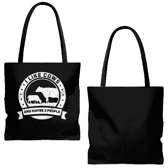 I Like Cows And Maybe 3 People Cow Farm Animals Tote Bags (AOP)