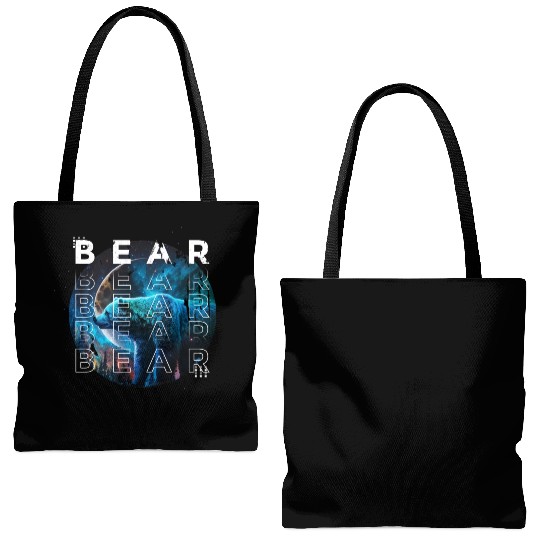 Midnight Roar: A Bear's Lunar Adventure Tote Bags (AOP)