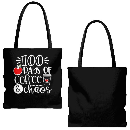 100 Days Of Coffee Chaos Teacher Happy 100 Days Of Tote Bags (AOP)
