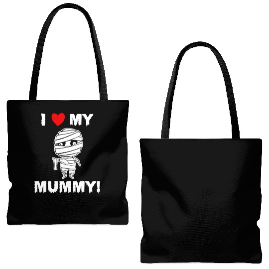 Kids Cute I Love My Mummy Funny Halloween graphic Tote Bags (AOP)