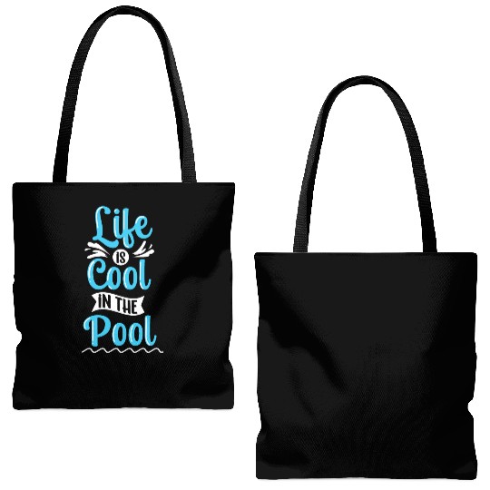 Life Is Cool In The Pool Swimming Sports Swimmer Tote Bags (AOP)
