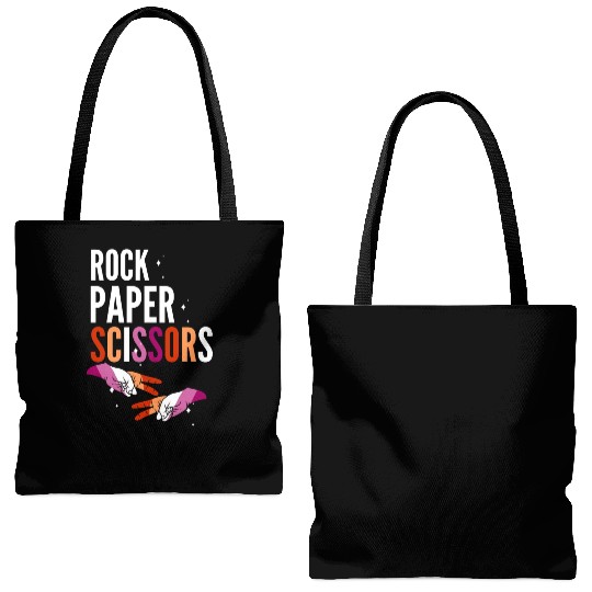 Rock Paper Scissors Lesbian LGBT Pride Lesbian Tote Bags (AOP)