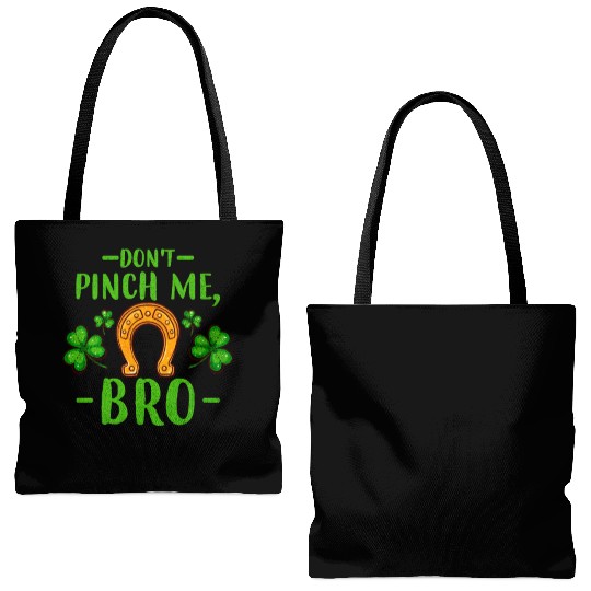 Don't Pinch Me Bro Lucky Horseshoe and Clover Leaf Tote Bags (AOP)