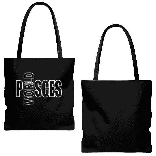 pisces WORLD bw Tote Bags (AOP)