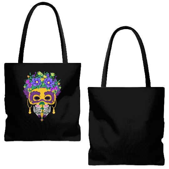 El Dia De Los Muertos Mardi Gras Mask Flower Sugar Tote Bags (AOP)