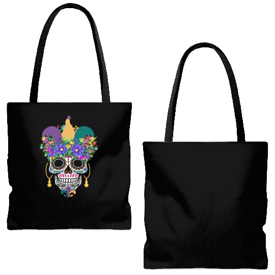 Mardi Gras Costume El Dia De Los Muertos Flower Tote Bags (AOP)