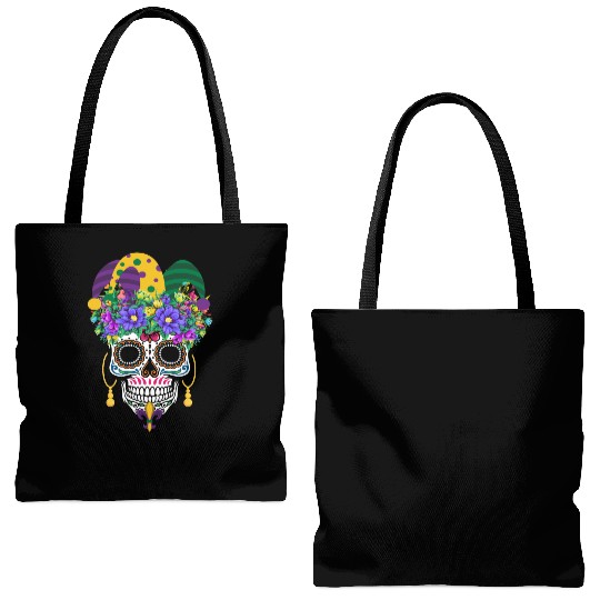 Mardi Gras Mask Dia De Los Muertos Flower Sugar Tote Bags (AOP)