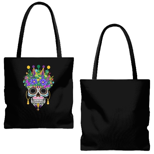 Mardi Gras Mask Flower Sugar Dia De Los Muertos Tote Bags (AOP)