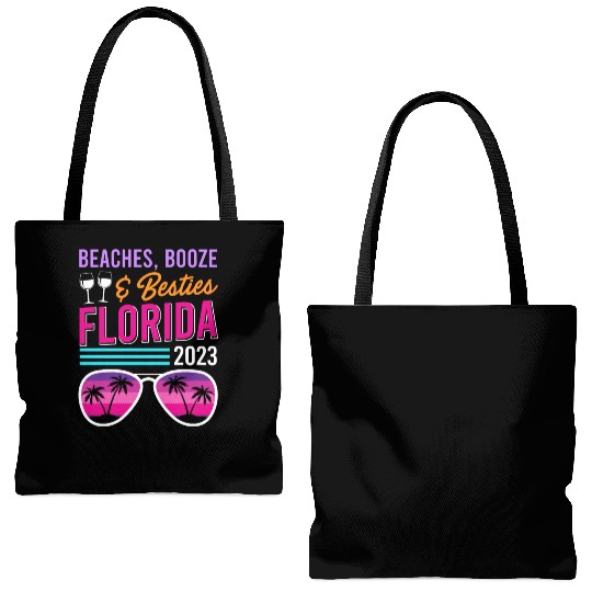 Beach Booze Besties Florida Vacation Spring Break Tote Bags (AOP)