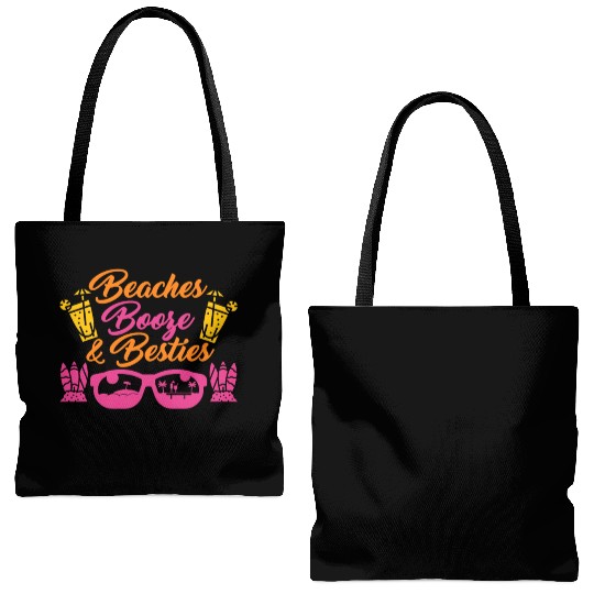 Beaches Booze Besties Summer Vacation Spring Break Tote Bags (AOP)