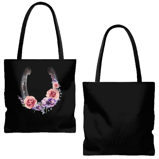 Lucky Floral Horseshoe Tote Bags (AOP)