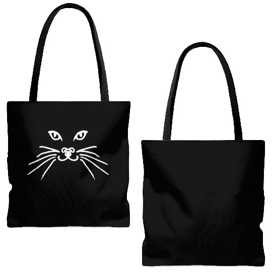 Cat face white Tote Bags (AOP)
