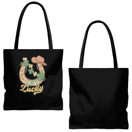 Lucky Shamrock Horseshoe Tote Bags (AOP)