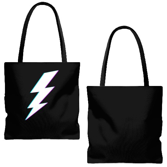 Lightning Bolt Vaporwave Storm Lightning Tote Bags (AOP)