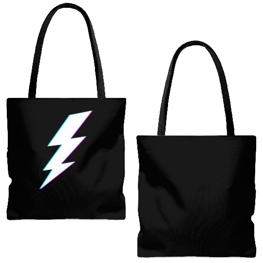 Lightning Bolt Vaporwave Storm Lightning Tote Bags (AOP)