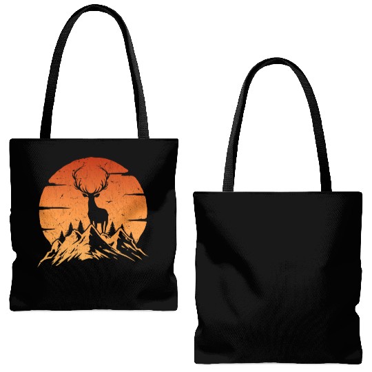 Deer Sunset Silhouette Deer Hunting Tote Bags (AOP)