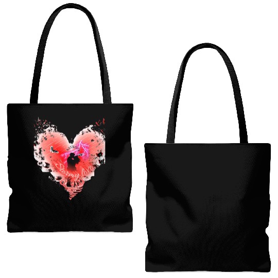Stormy love heart kisses man and woman Tote Bags (AOP)