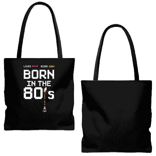 1984 Birtday Retro Gamer Pixel Born in the 80s Tote Bags (AOP)