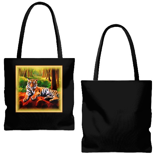 "Majestic Tiger Resting in The Wild". Buy Now Tote Bags (AOP)