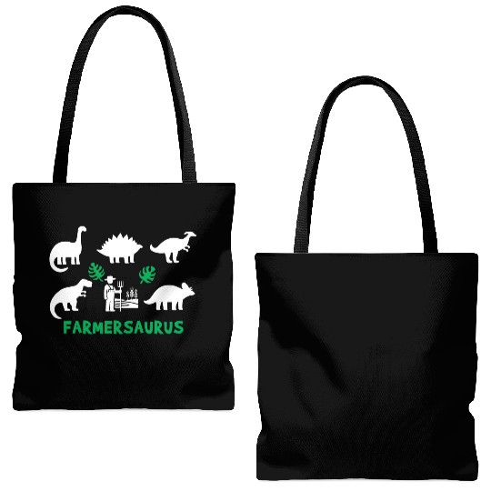 Farmer Saurus Dinosaurs Tote Bags (AOP)