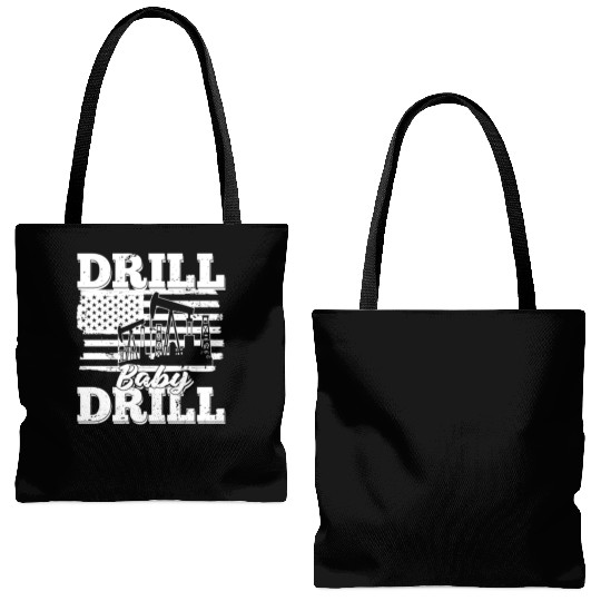 Oilfield Oil Drilling Us Flag Drill Baby Drill Tote Bags (AOP)