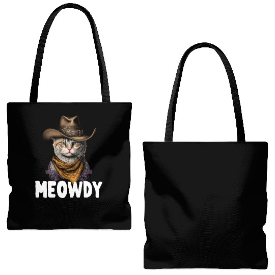 Meowdy Cat Meme Country Meow Howdy Funny Tote Bags (AOP)
