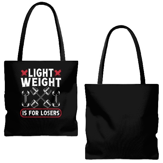 Strongman light weight for losers gym bodybuilding Tote Bags (AOP)