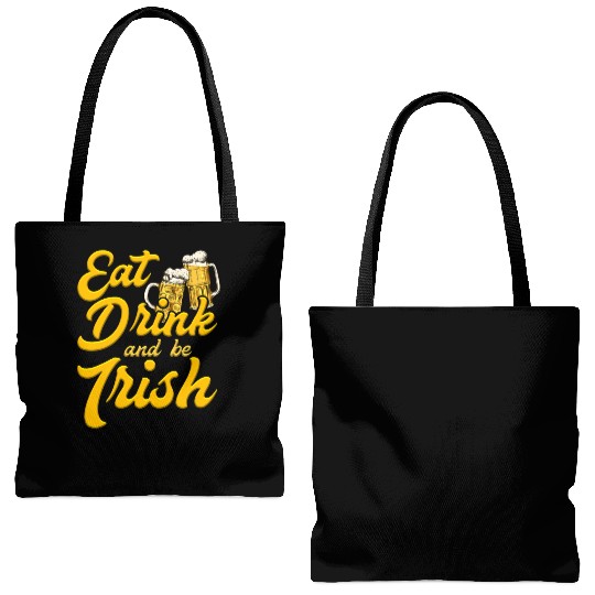 Eat Drink and be Irish beer St. Patrick's Day Tote Bags (AOP)