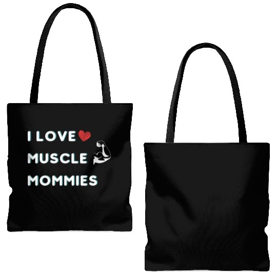 I Love Muscle Mommies funny qoute Tote Bags (AOP)